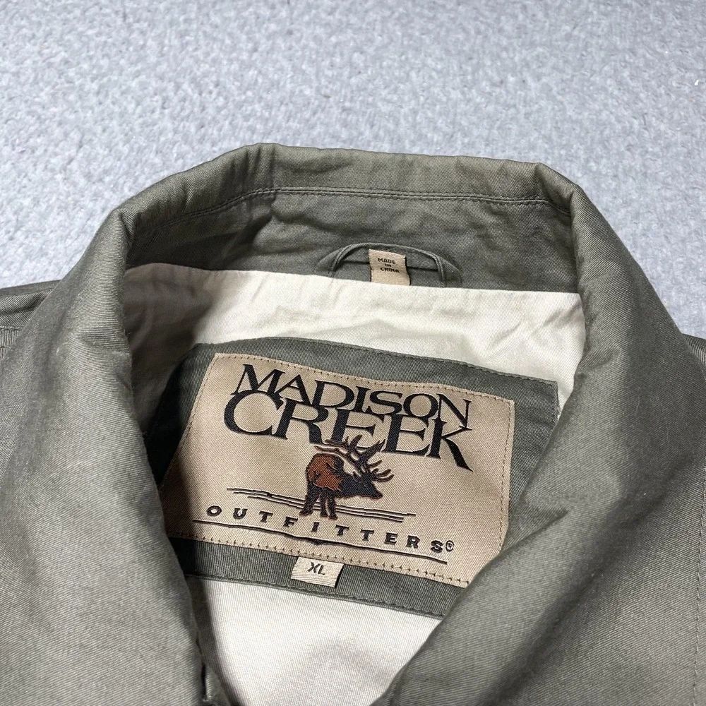 Madison Creek Outfitters Jacket Mens XL‎ Green Canvas Bomber Lined Zip Outdoor